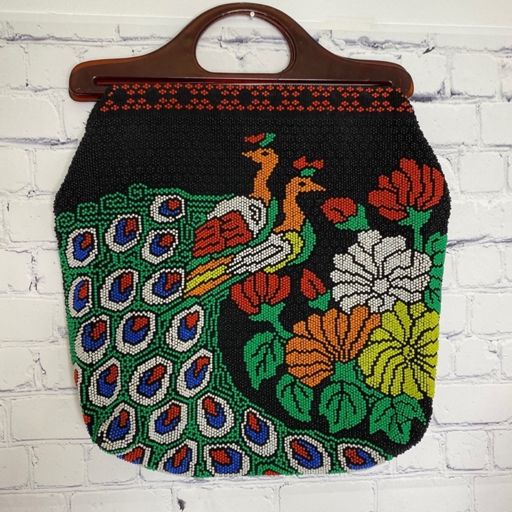 Vintage Beaded Peacock Handbag